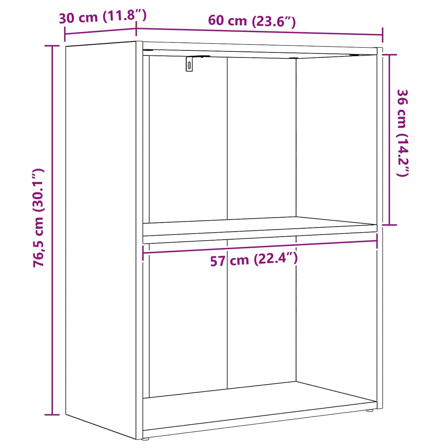 vidaXL Bücherregal Schwarz Eichen-Optik 60 x 30 x 76.5 cm