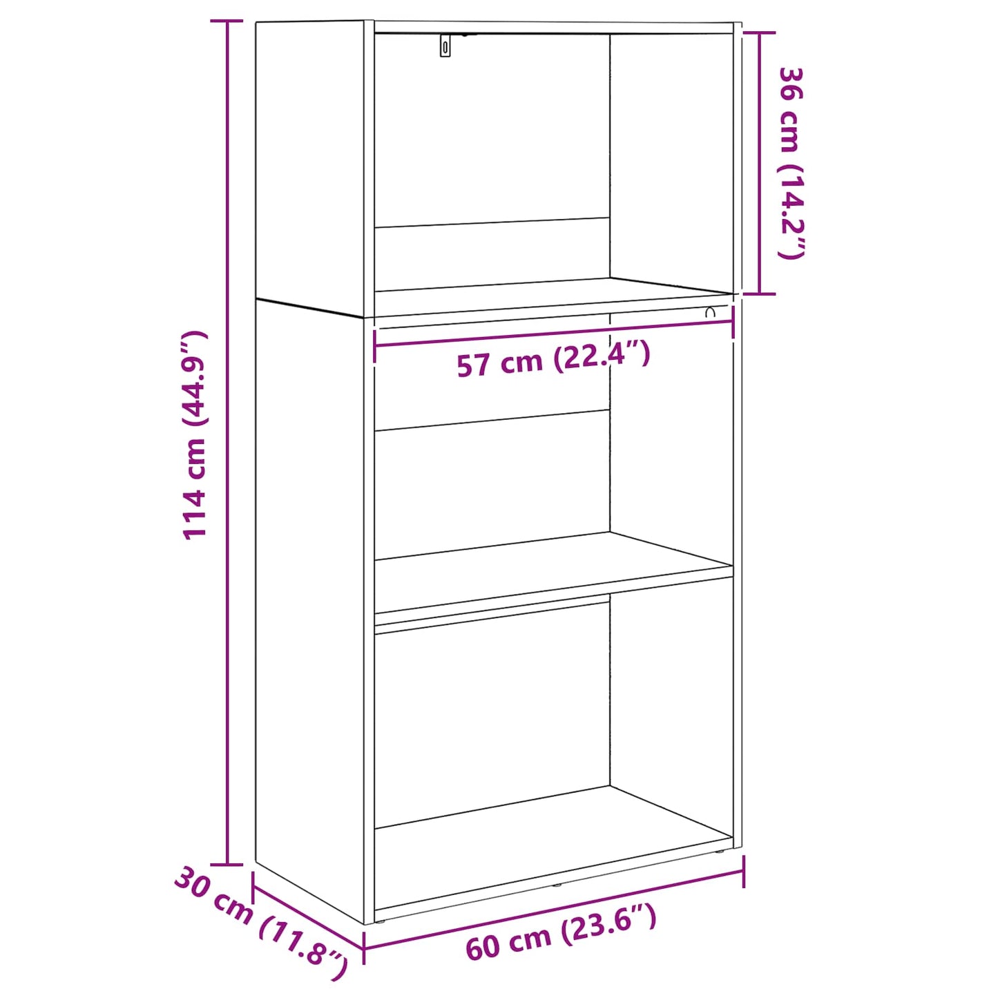 vidaXL Bücherregal Schwarz Eichen-Optik 60 x 30 x 76.5 cm