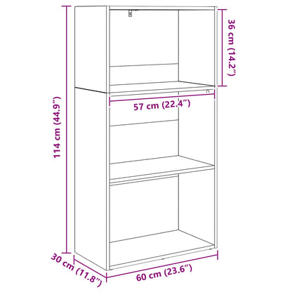 vidaXL Bücherregal Schwarz Eichen-Optik 60 x 30 x 76.5 cm