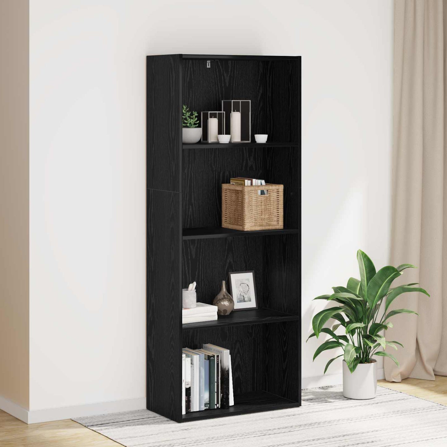 vidaXL Freistehender Stauraum Schwarz Eichen-Optik 60 x 30 x 151,5 cm