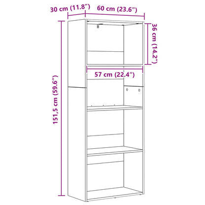 vidaXL Freistehender Stauraum Schwarz Eichen-Optik 60 x 30 x 151,5 cm