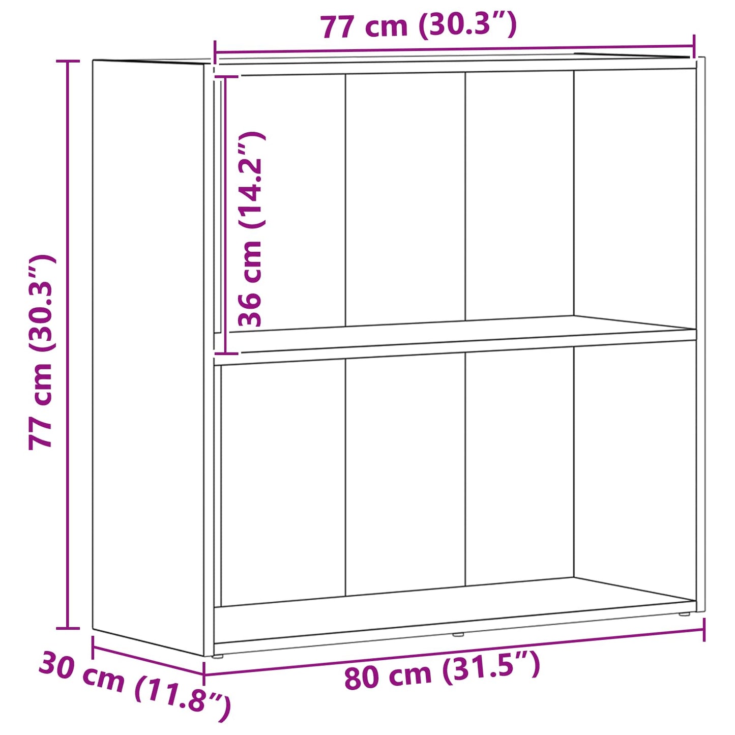 vidaXL Bücherregal Schwarz Eichen-Optik 60 x 30 x 76.5 cm