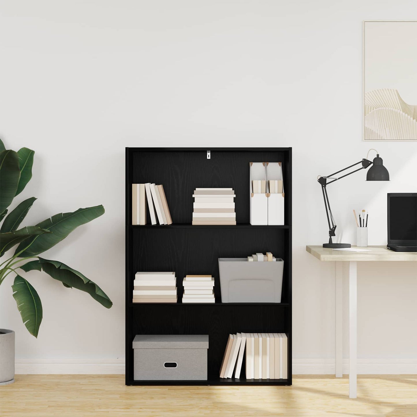 vidaXL Bücherregal Schwarz Eichen-Optik 60 x 30 x 76.5 cm