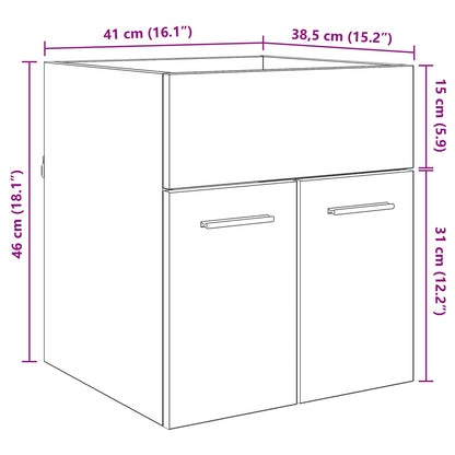 vidaXL Waschbeckenunterschrank Schwarz Eichen-Optik 41 x 38,5 x 46 cm