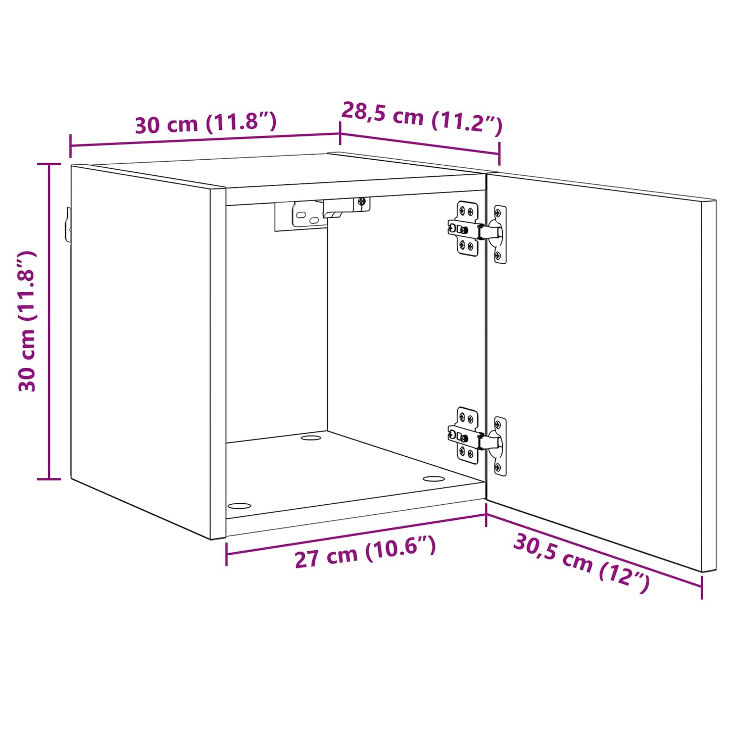 vidaXL TV-Schränk Altholz 30,5 x 30 x 30 cm Holzwerkstoff