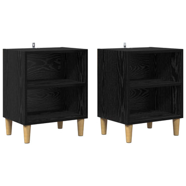 vidaXL Bettschrank 2 pcs Schwarz Eichen-Optik 40 x 30 x 50 cm