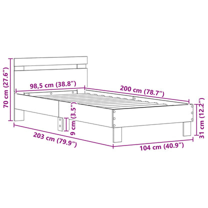 Bettrahmen Schwarz Eichen-Optik 98,5 x 200 cm Holzwerkstoff