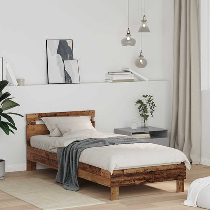 vidaXL Bettrahmen mit Kopfteil Altholz 75 x 190 cm Holzwerkstoff