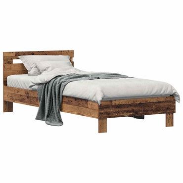vidaXL Bettrahmen mit Kopfteil Altholz 75 x 190 cm Holzwerkstoff