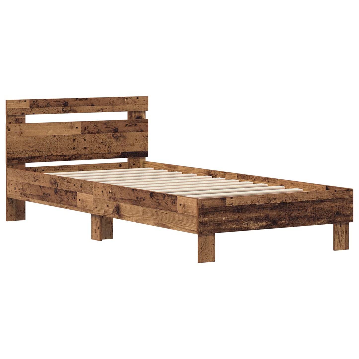 vidaXL Bettrahmen mit Kopfteil Altholz 75 x 190 cm Holzwerkstoff