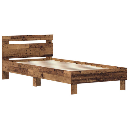 vidaXL Bettrahmen mit Kopfteil Altholz 75 x 190 cm Holzwerkstoff