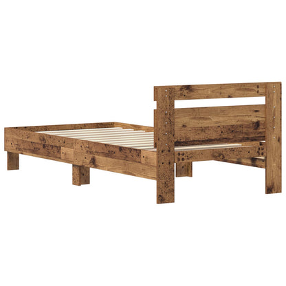 vidaXL Bettrahmen mit Kopfteil Altholz 75 x 190 cm Holzwerkstoff