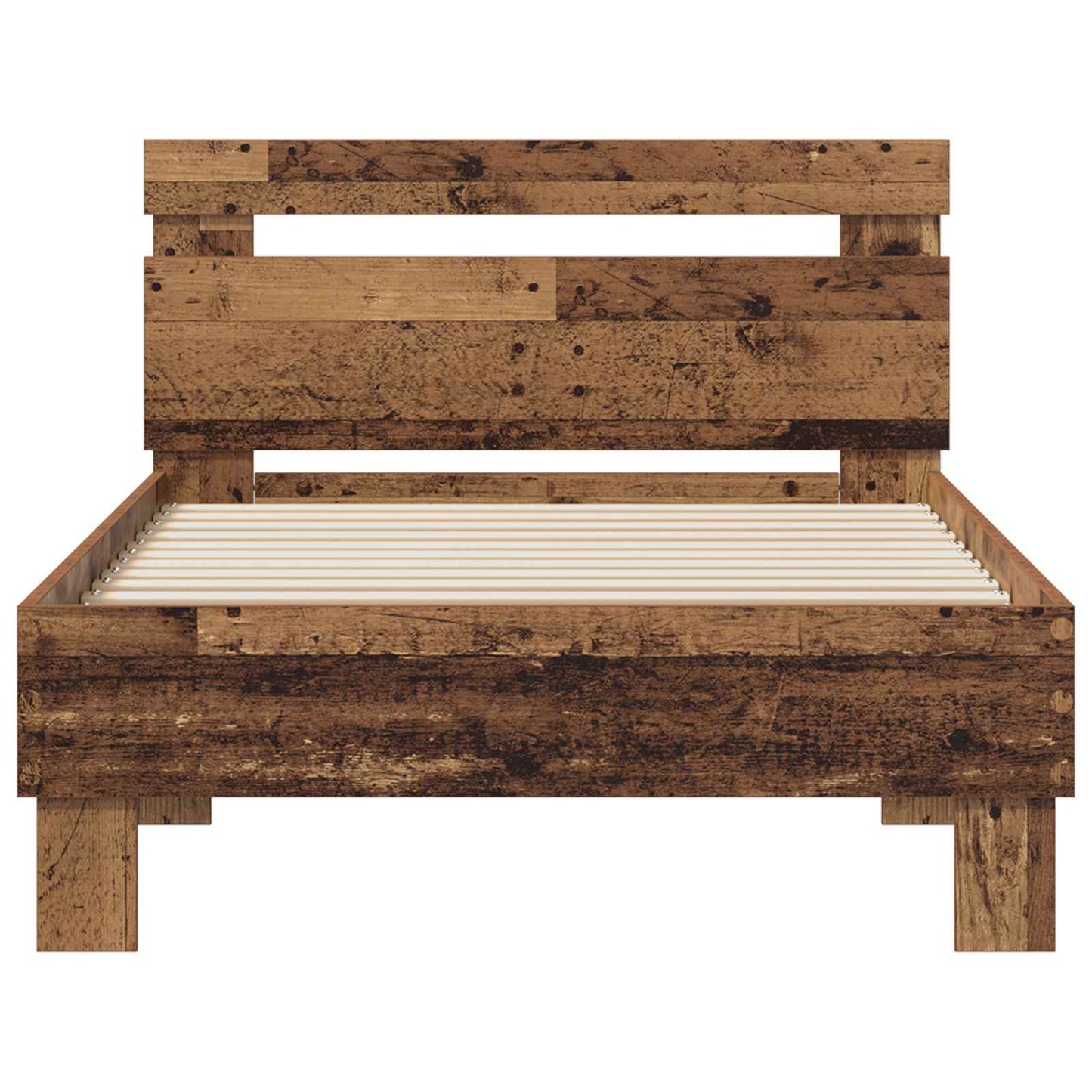 vidaXL Bettrahmen mit Kopfteil Altholz 75 x 190 cm Holzwerkstoff