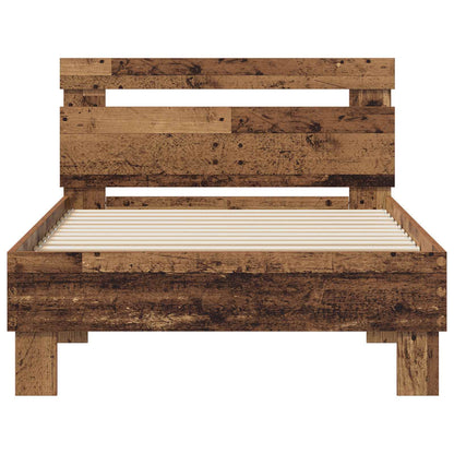 vidaXL Bettrahmen mit Kopfteil Altholz 75 x 190 cm Holzwerkstoff