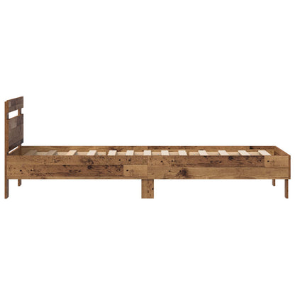 vidaXL Bettrahmen mit Kopfteil Altholz 75 x 190 cm Holzwerkstoff