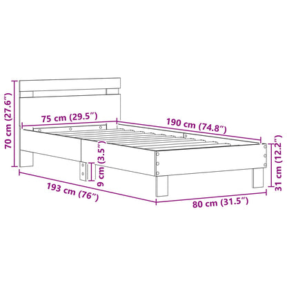 vidaXL Bettrahmen mit Kopfteil Altholz 75 x 190 cm Holzwerkstoff
