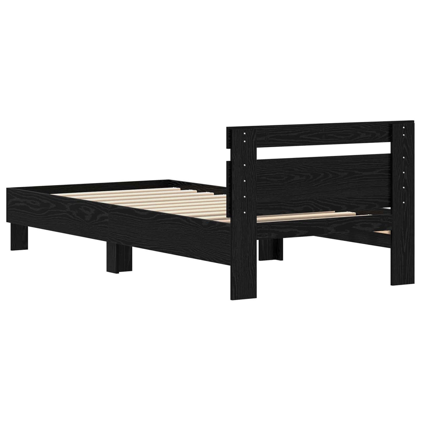 vidaXL Bettrahmen Schwarz Eichen-Optik 75 x 190 cm Holzwerkstoff