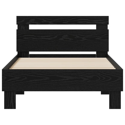 vidaXL Bettrahmen Schwarz Eichen-Optik 75 x 190 cm Holzwerkstoff