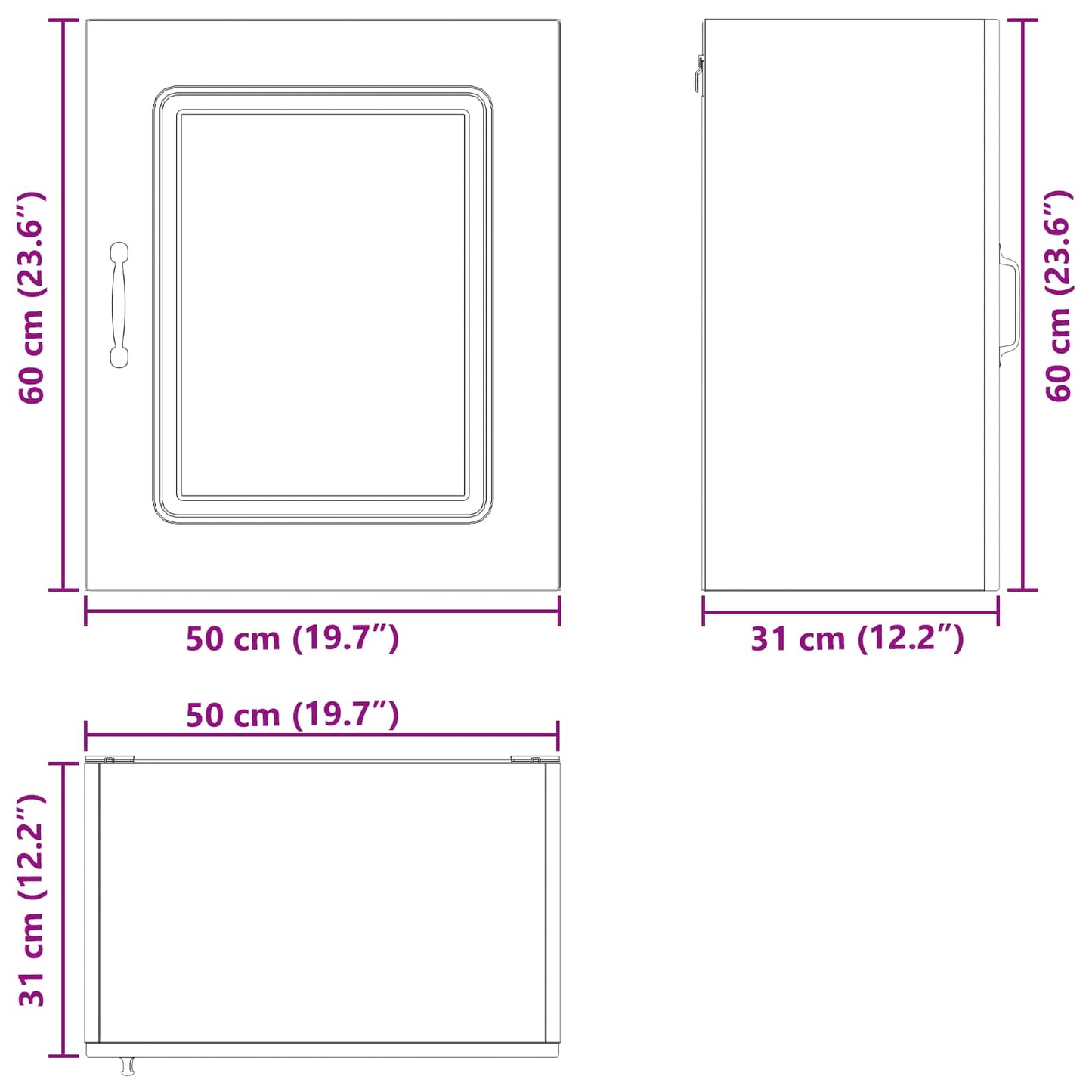 Küchenschrank Kalmar Schwarz Eichen-Optik 50 x 31 x 60 cm