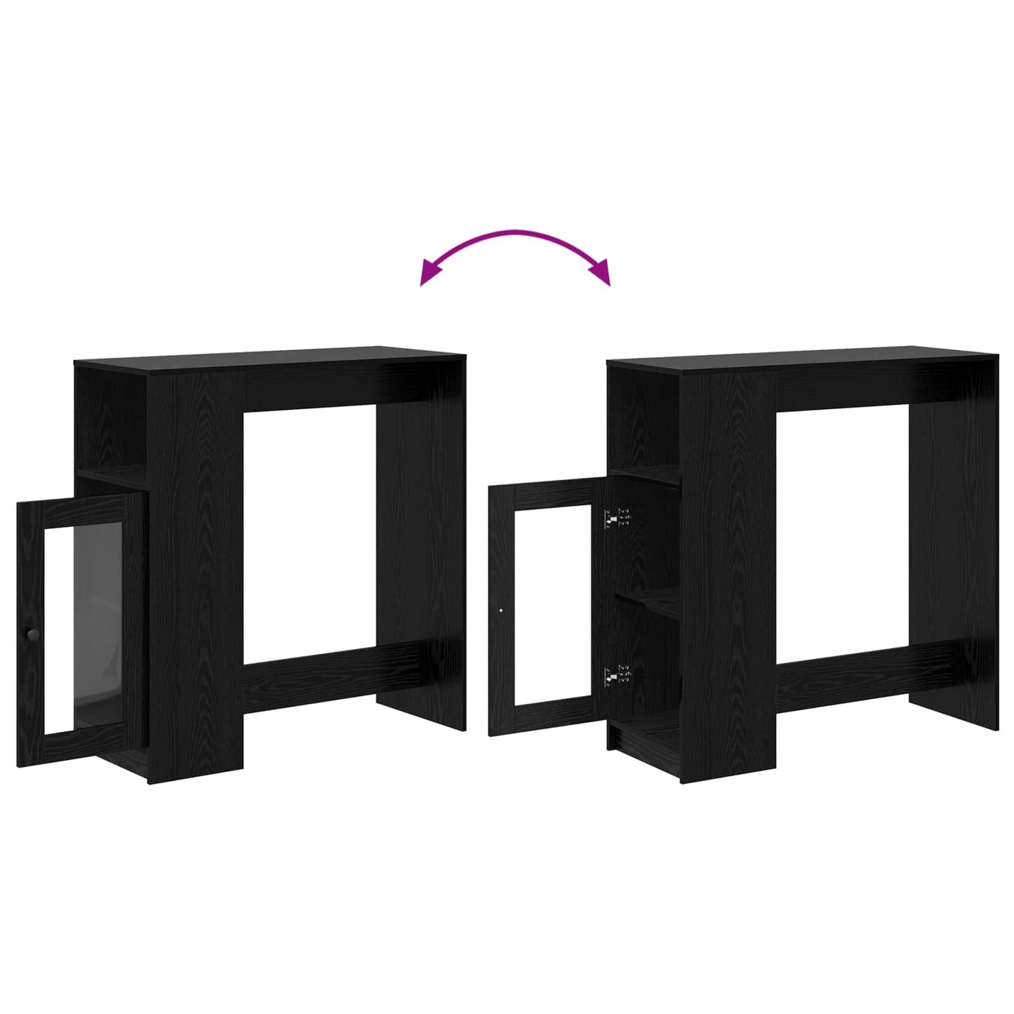 Bartisch Schwarz Eichen-Optik 101 x 40 x 103,5 cm Holzwerkstoff