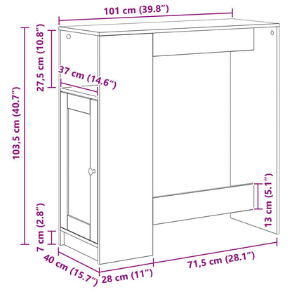 Bartisch Schwarz Eichen-Optik 101 x 40 x 103,5 cm Holzwerkstoff