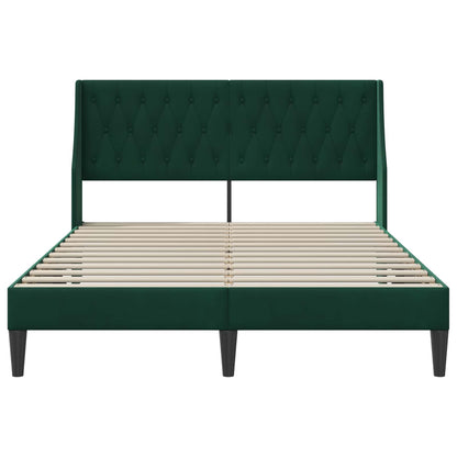 Bettrahmen mit Kopfteil Dunkelgrün 140 x 200 cm Samt