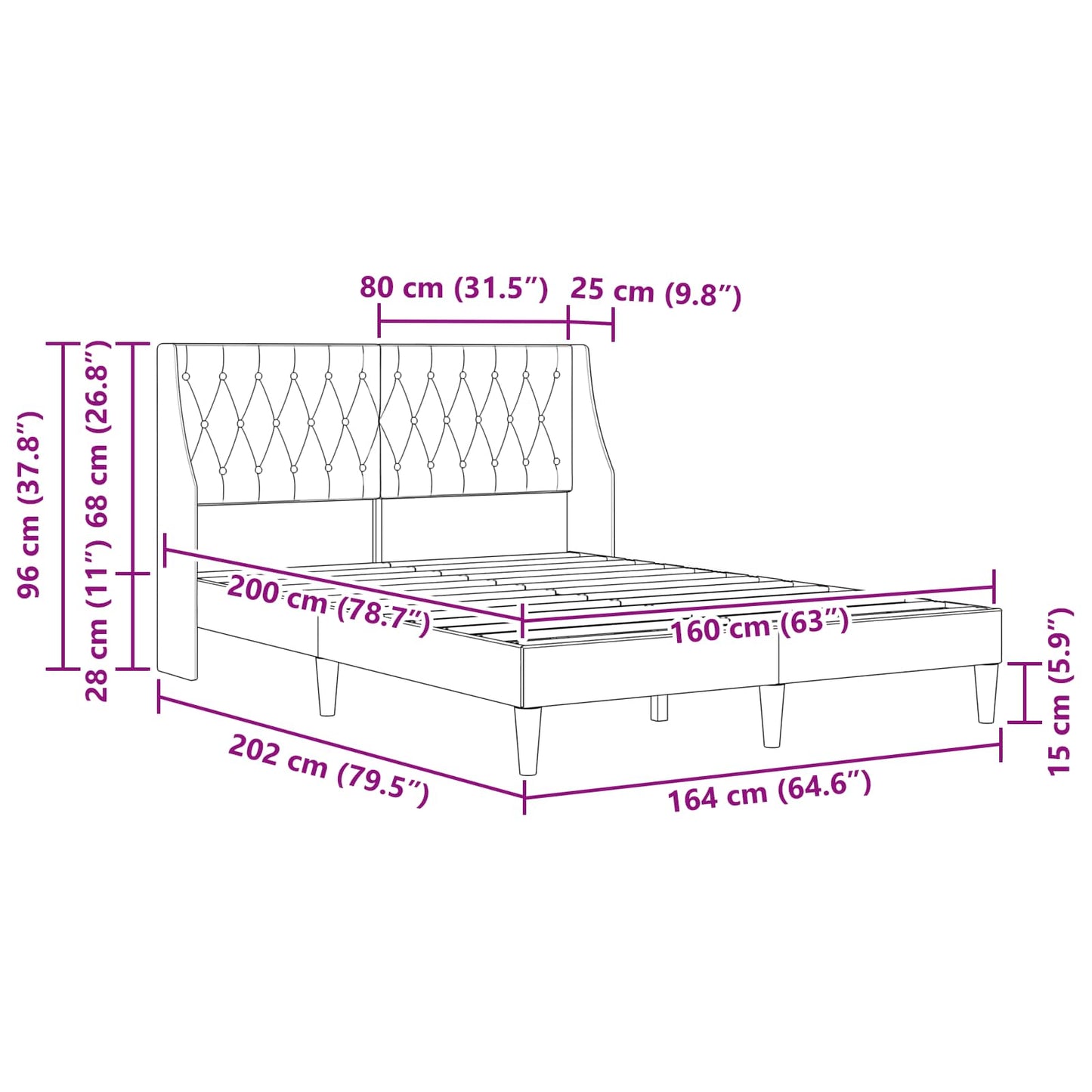 Bettrahmen mit Kopfteil Dunkelgrün 160 x 200 cm Samt