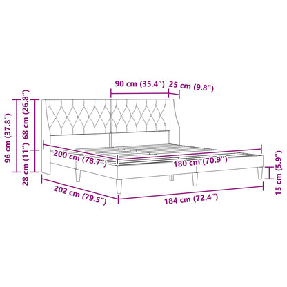 Bettrahmen mit Kopfteil Dunkelgrau 180 x 200 cm Samt