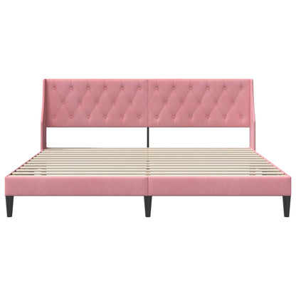 Bettrahmen mit Kopfteil Rosa 200 x 200 cm Samt