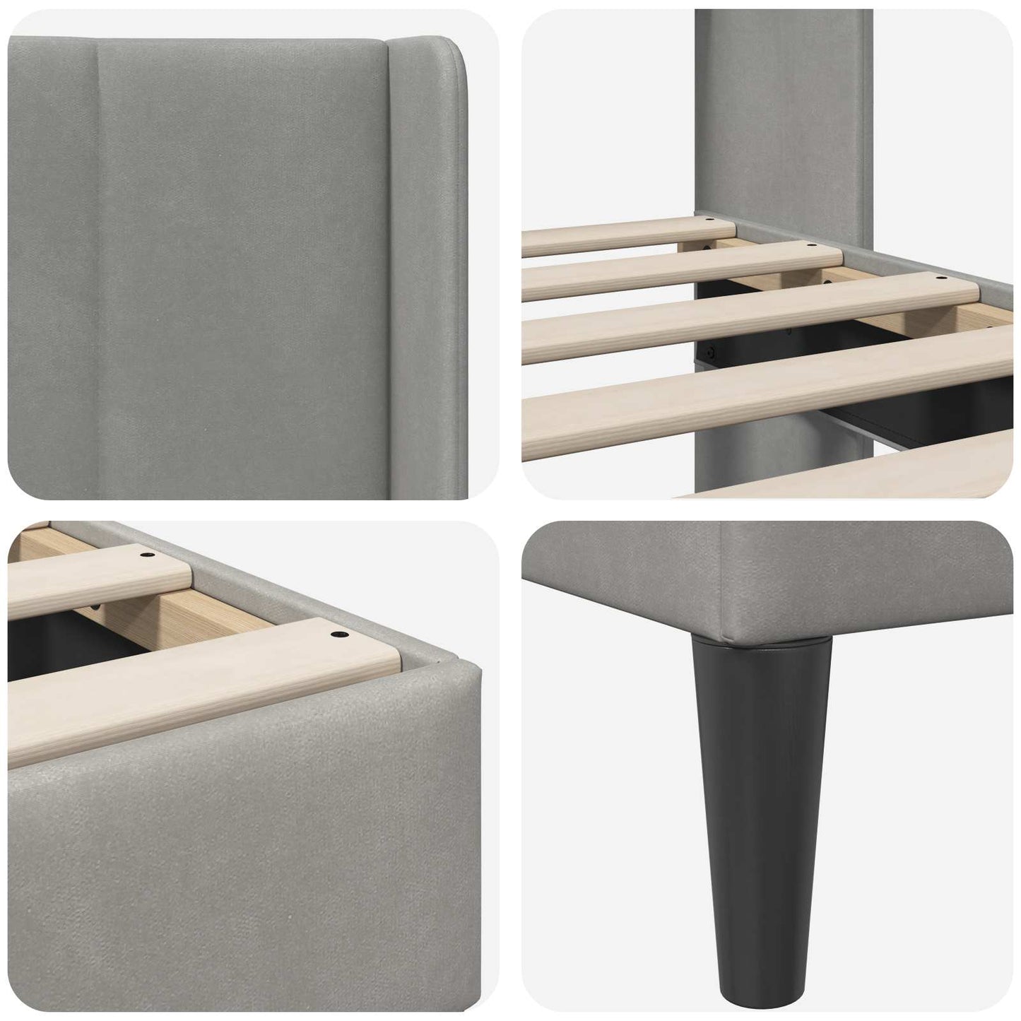 Bettrahmen mit Kopfteil Hellgrau 120 x 190 cm Samt