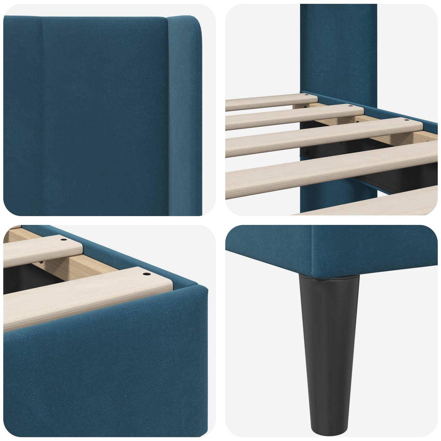 Bettrahmen mit Kopfteil Blau 140 x 190 cm Samt