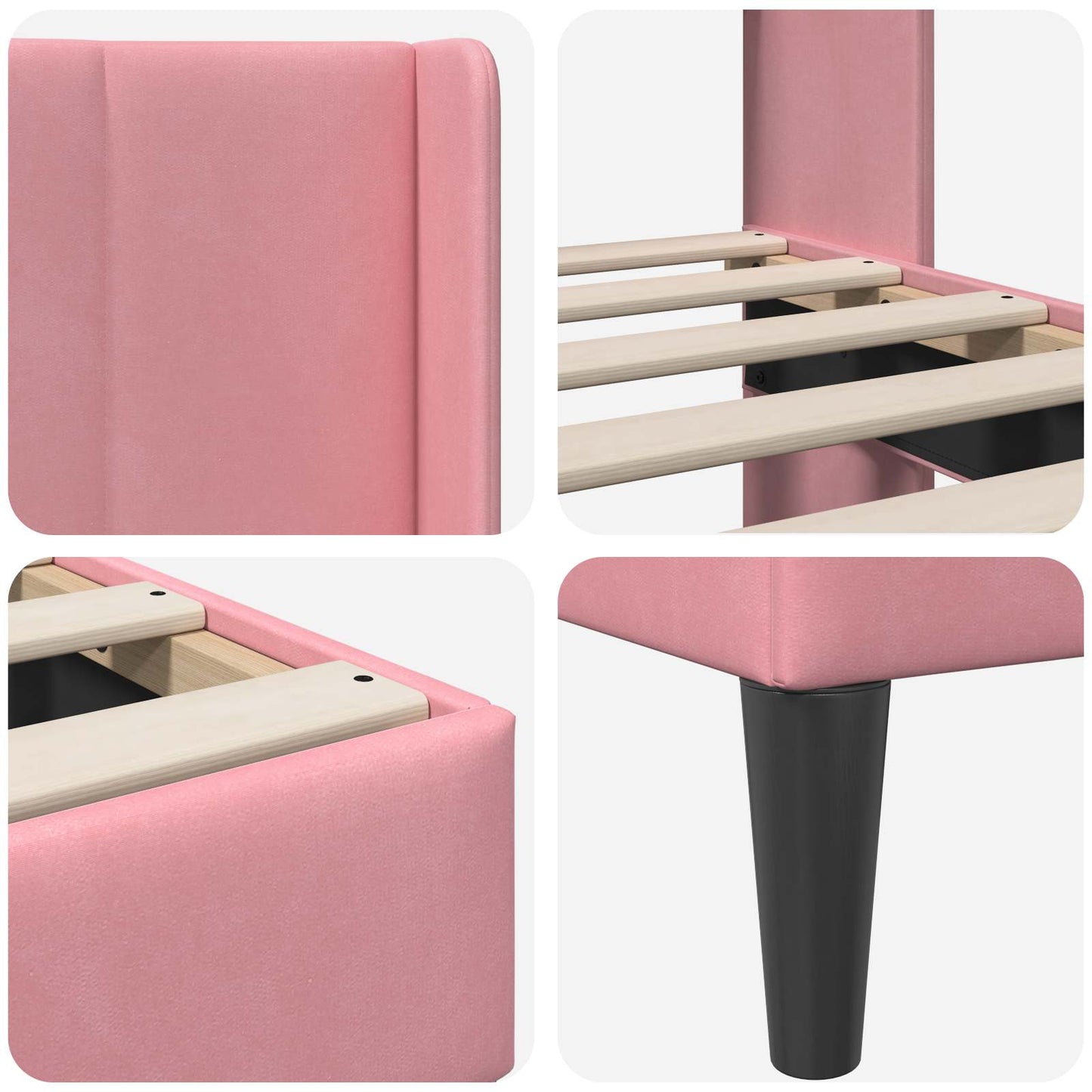 Bettrahmen mit Kopfteil Rosa 140 x 200 cm Samt