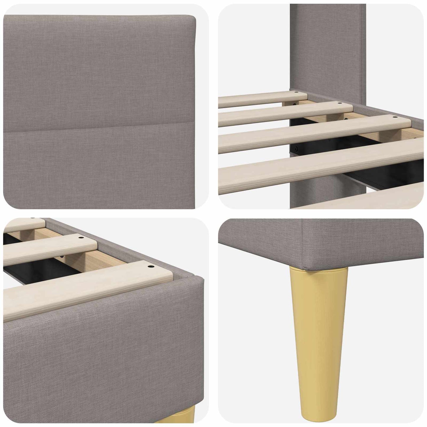 Bettrahmen mit Kopfteil Taupe 140 x 190 cm Stoff