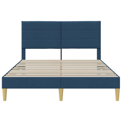 Bettrahmen mit Kopfteil Blau 160 x 200 cm Stoff