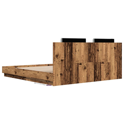 vidaXL Bettgestell mit Kopfteil Altholz 200 x 200 cm Holzwerkstoff