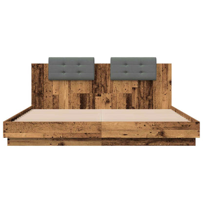 vidaXL Bettgestell mit Kopfteil Altholz 200 x 200 cm Holzwerkstoff