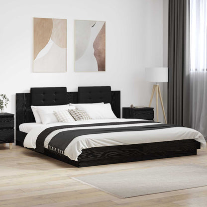 vidaXL Bettgestell mit Kopfteil Schwarz Eichen-Optik 200 x 200 cm