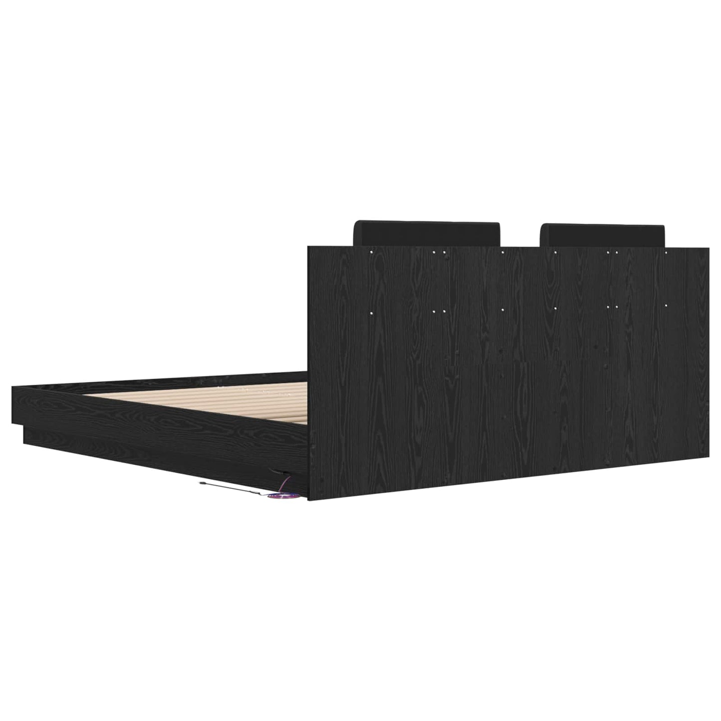 vidaXL Bettgestell mit Kopfteil Schwarz Eichen-Optik 200 x 200 cm