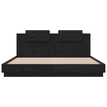 vidaXL Bettgestell mit Kopfteil Schwarz Eichen-Optik 200 x 200 cm