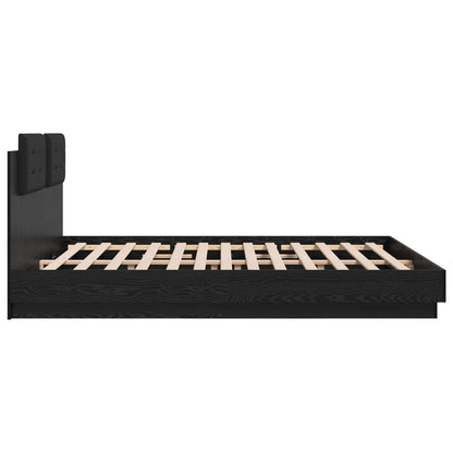 vidaXL Bettgestell mit Kopfteil Schwarz Eichen-Optik 200 x 200 cm