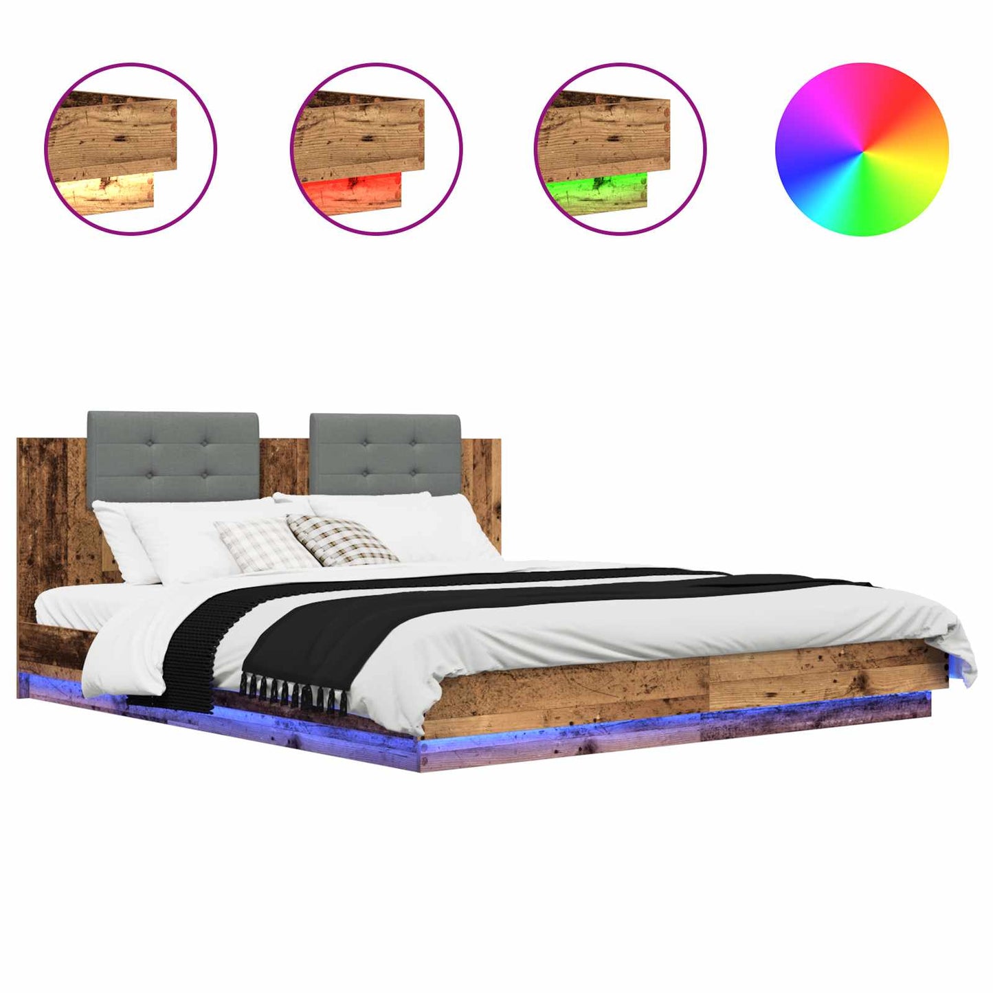 Bettgestell mit Kopfteil Altholz 180 x 200 cm Holzwerkstoff