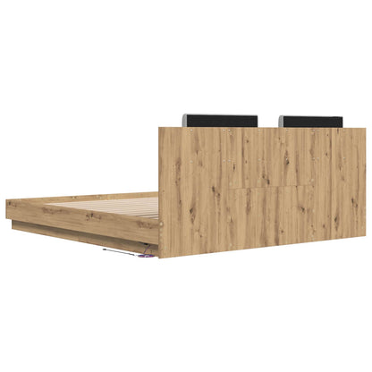 vidaXL Bettgestell mit Kopfteil Artisan-Eiche 180 x 200 cm