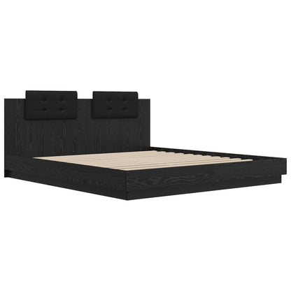 vidaXL Bettgestell mit Kopfteil Schwarz Eichen-Optik 180 x 200 cm