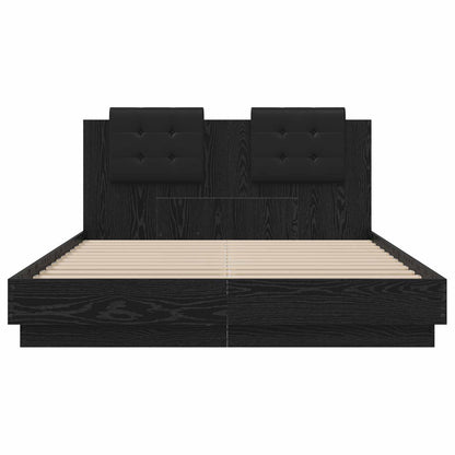 vidaXL Bettgestell mit Kopfteil Schwarz Eichen-Optik 160 x 200 cm