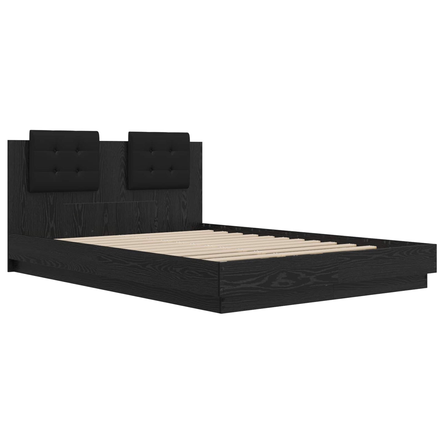 vidaXL Bettgestell mit Kopfteil Schwarz Eichen-Optik 150 x 200 cm