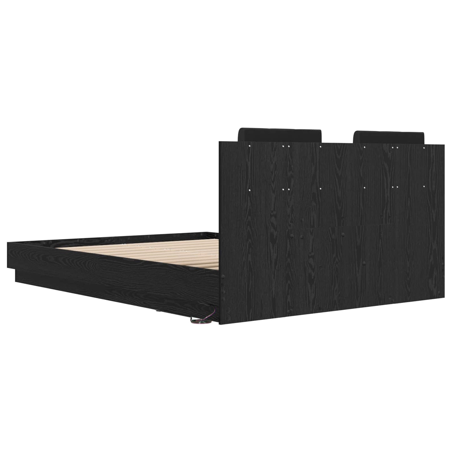 vidaXL Bettgestell mit Kopfteil Schwarz Eichen-Optik 150 x 200 cm