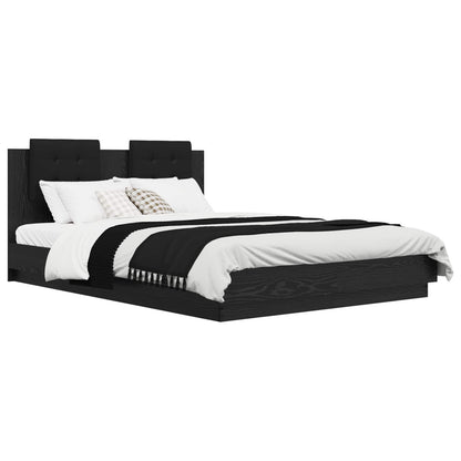 vidaXL Bettgestell mit Kopfteil Schwarz Eichen-Optik 150 x 200 cm
