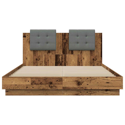 vidaXL Bettgestell mit Kopfteil Altholz 140 x 200 cm Holzwerkstoff