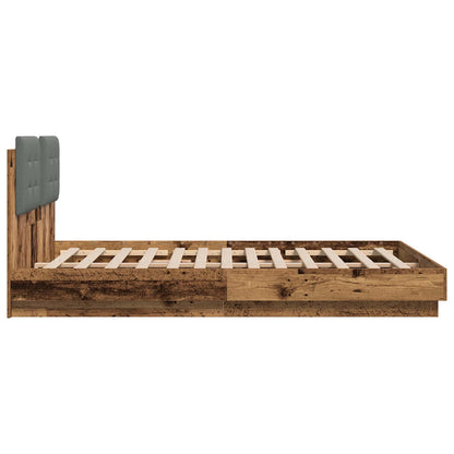 vidaXL Bettgestell mit Kopfteil Altholz 140 x 200 cm Holzwerkstoff