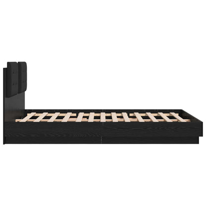 vidaXL Bettgestell mit Kopfteil Schwarz Eichen-Optik 140 x 200 cm